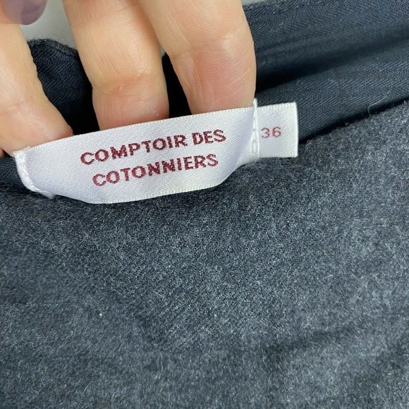 Comptoir des Cotonniers Wool Mini Skirt Gray Pleated Pockets Womens Size 36 US 6 - Picture 3 of 7